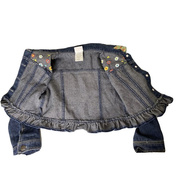 Nannette Kids Dark Wash Floral Butterfly Embroidered Denim Jacket, Sz 6 Ruffles - Picture 11 of 12